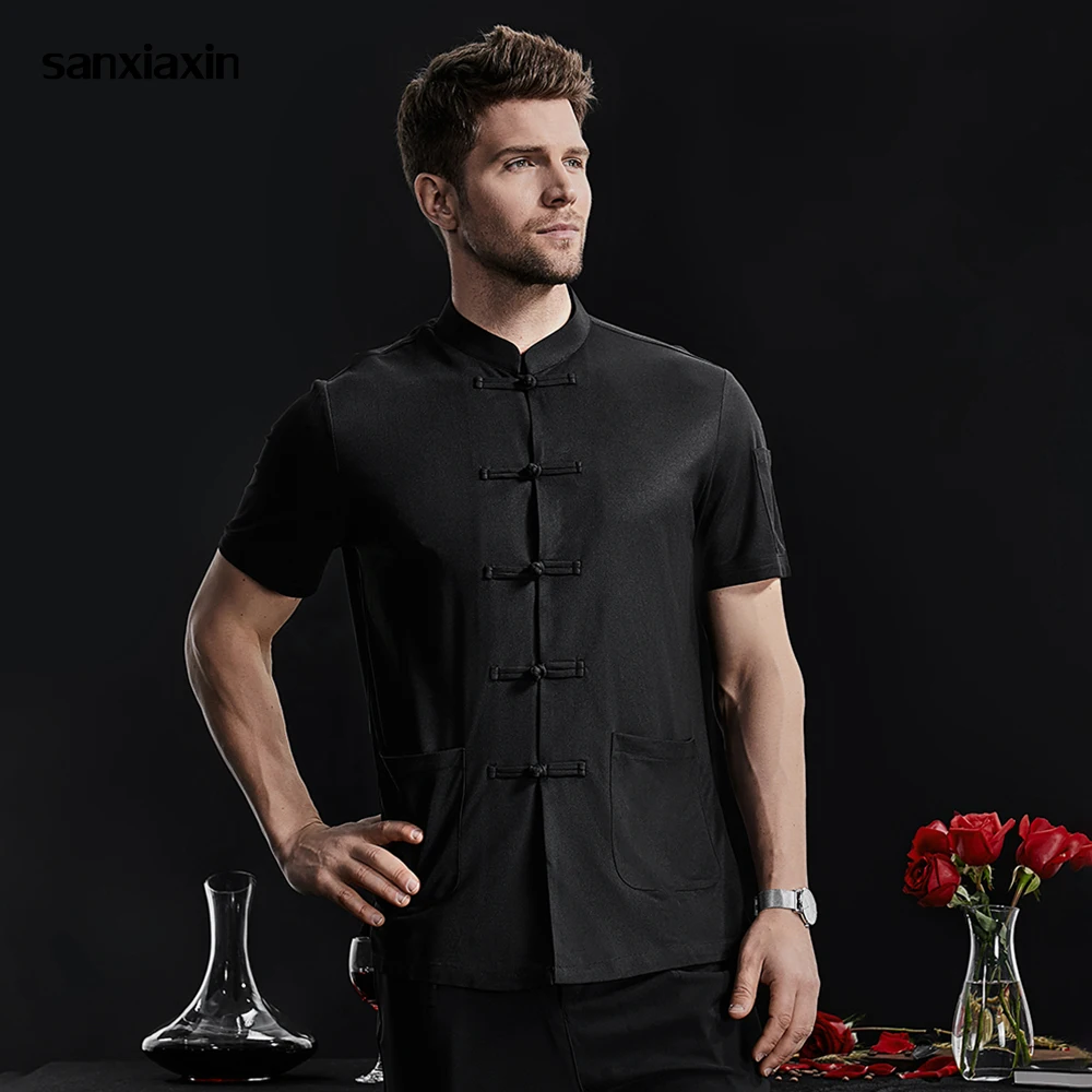 

Black Workwear Chef Uniform Kitchen Uniform Work Clothes Hotel Jackets for Men Bakery Waiter Work Coat Cafe Breathable Shirts