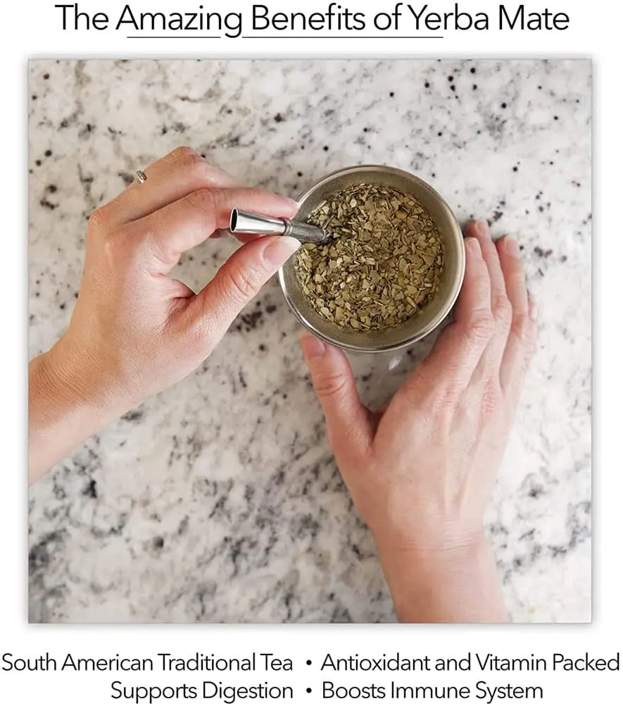 Description Picture 4 of itemYerba Mate Gourd Tea Cup Set 8Oz,Double-Wall Stainless Coffee Water Filter Spoon&Brush Cup with Lid 1 Bombillas Straws