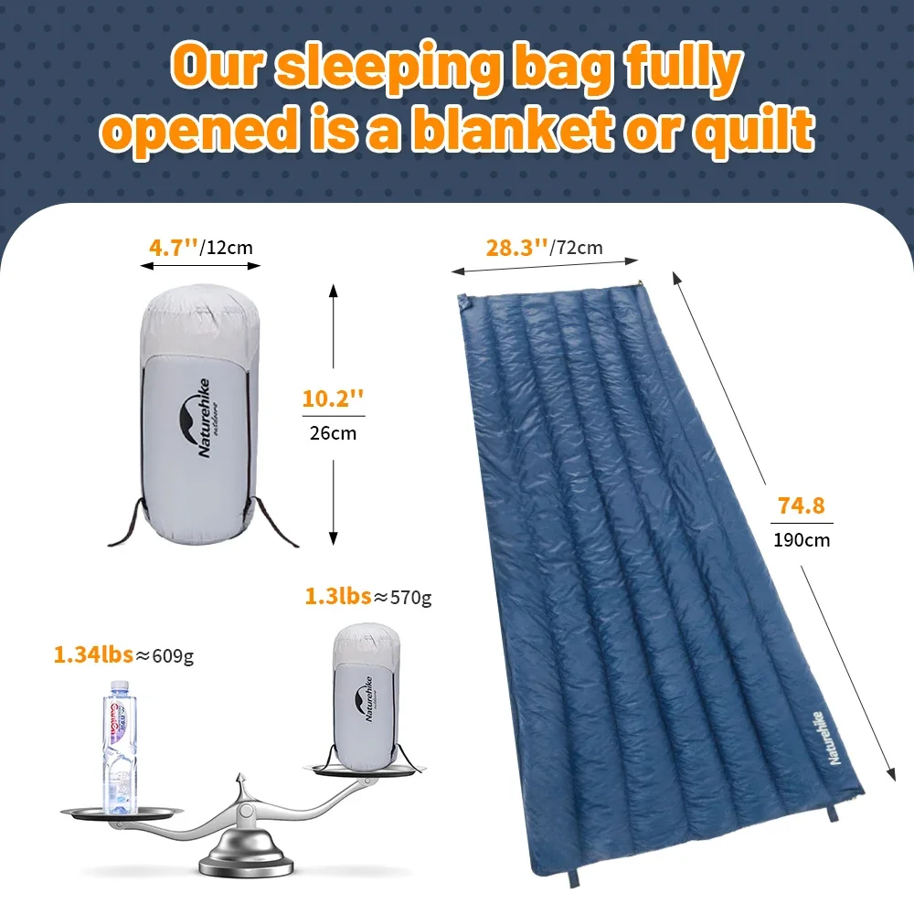 Naturehike Sleeping Bag CW295 Ultralight Duck Down Sleeping Bag Spring Waterproof Camping Sleeping Bags Portable Quilt Blanket