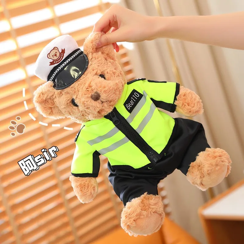 Plush Police Bear Toys Traffic Teddy Bear Peluche  Dolls Full Stuffed Animal Toy For Kids Boys Christmas Birthday Gifts clone prusa i3 mk3s full kit clone prusa v2 1 bear diy full kit clone prusa i3 mk2 5s mk3s mmu2s complete kit 3d printer