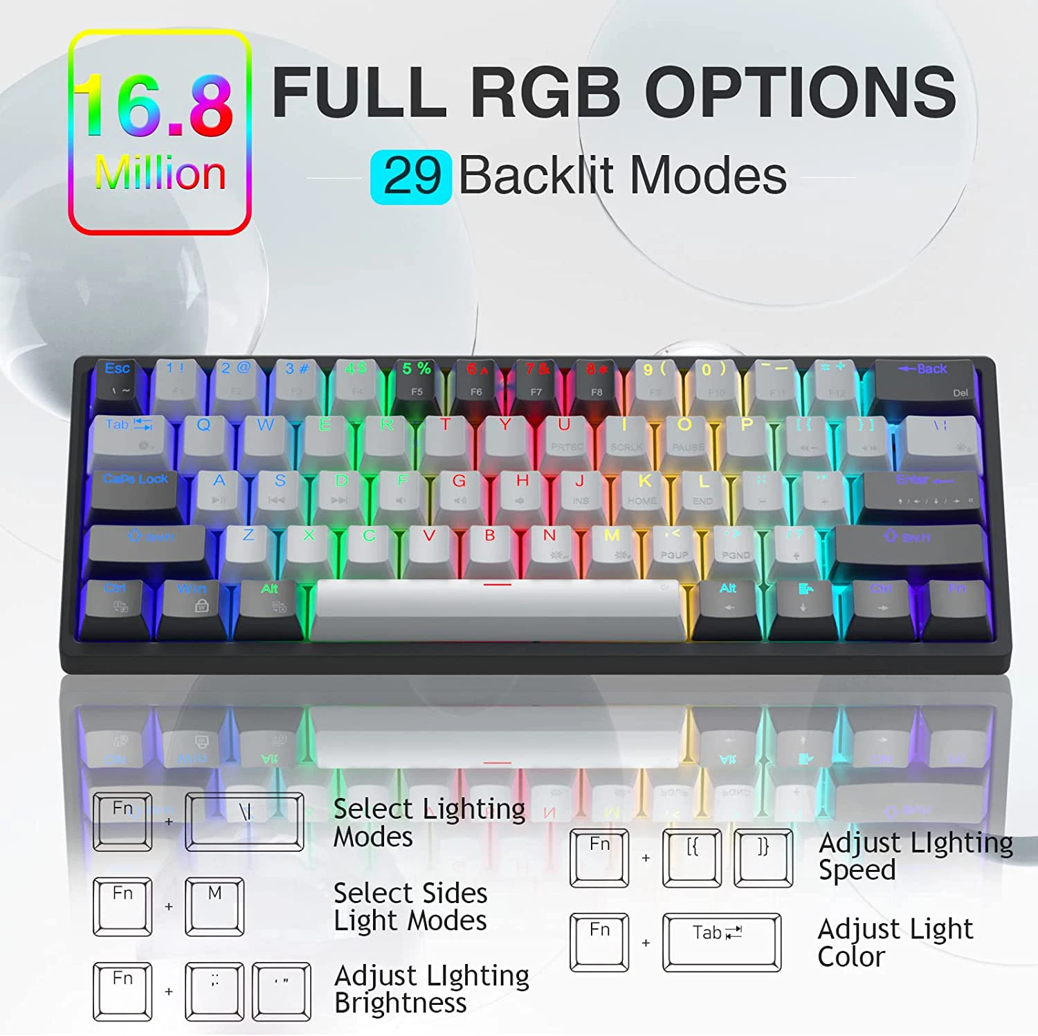 

K620 Mini Gaming Mechanical Keyboard 61 Keys RGB Hotswap Type-C Wired Gaming Keyboard PBT Keycaps 60% Ergonomics Keyboards