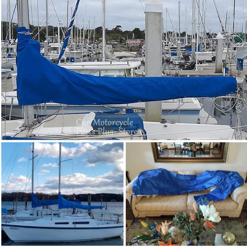 Waterproof Mainsail Boom Cover 2.45m-3.96m 420D Boat Cover Anti UV Windproof Sunshade Sail Blue Anti Scratch Dustproof boat cover,fishing boat cover