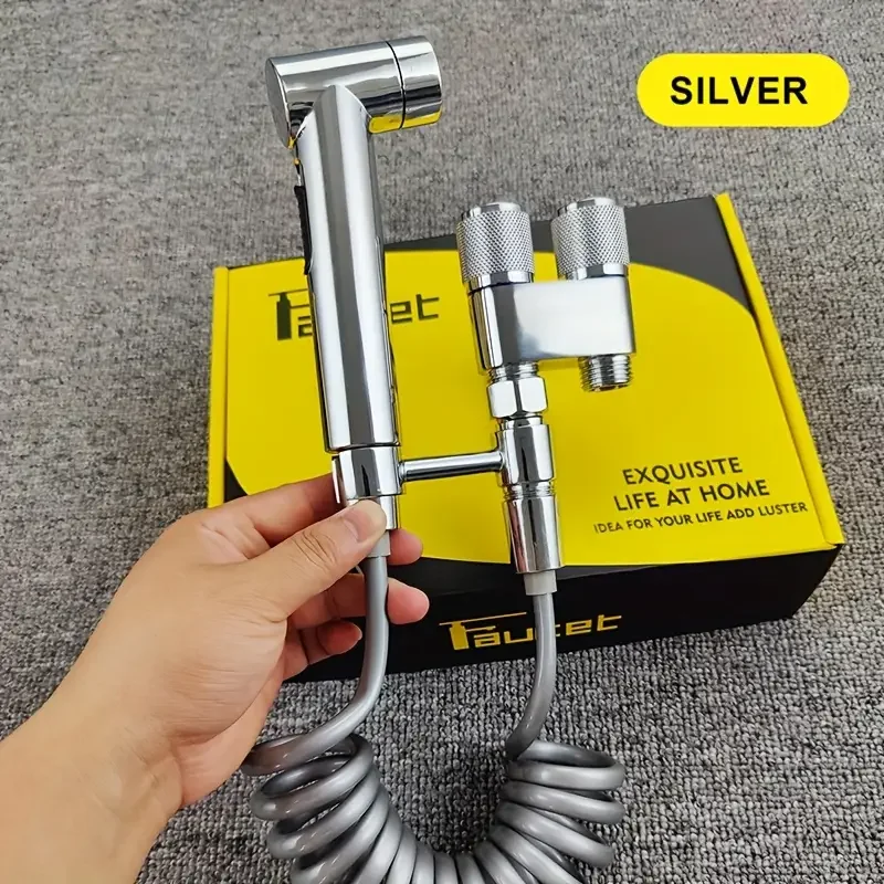 Stainless Steel Triangle Valve with One Inlet And Two Outlets, Equipped with a Spray Gun for Enhanced Flushing