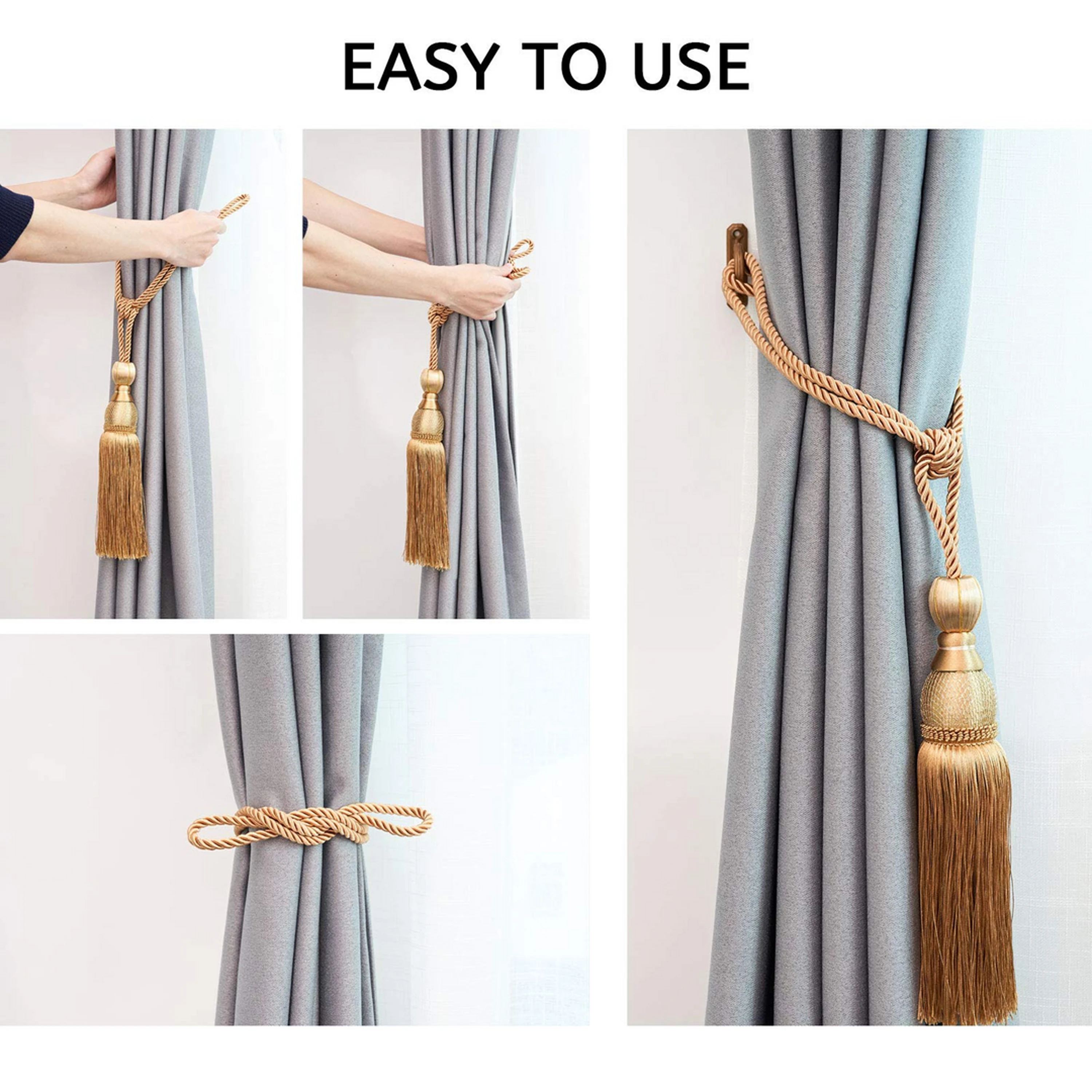 2pcs European Vintage Style Mesh Ball Tassel Curtain Tiebacks Clearance Adjustable Hand Woven Rope Decorative Hanging Spike Cur curtain tiebacks