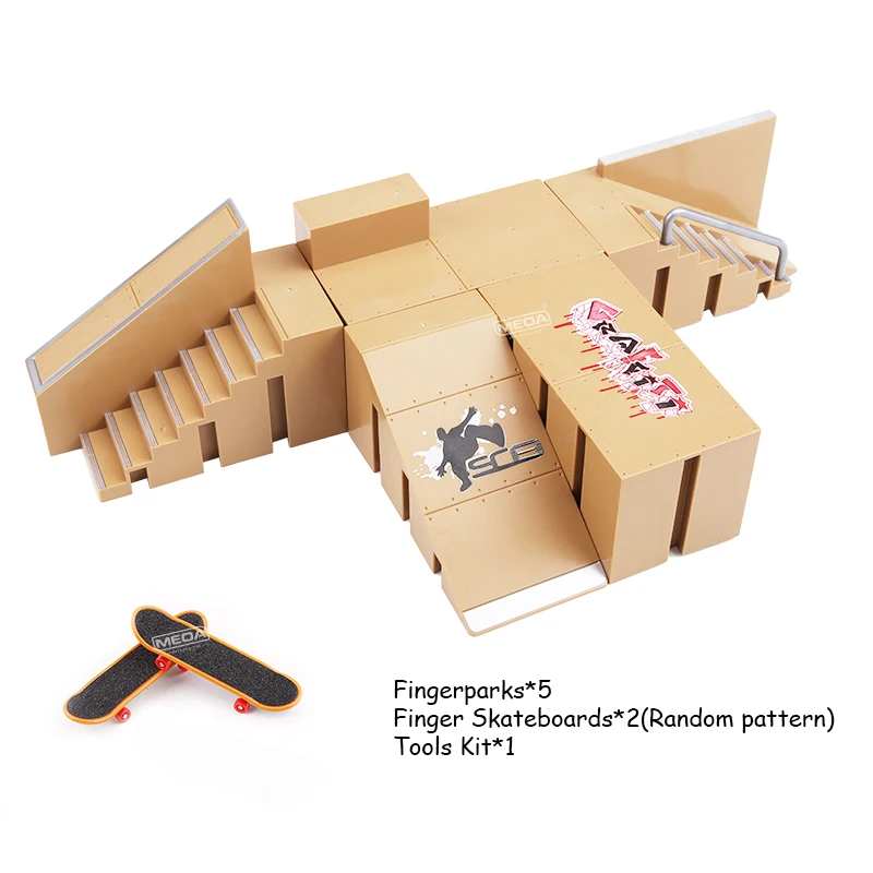Juego de rampa para monopatín de dedo DIY, Mini Kit de Skatepark con diapasón profesional, Mini tablero para dedo acrobático, entrenamiento de patín para niños, regalos