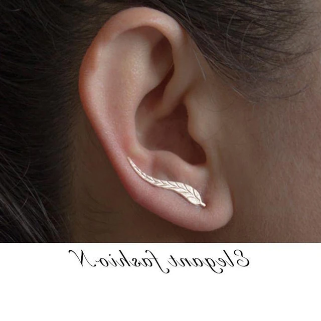 Boucles d'oreilles en forme de feuille pour femmes, 1 paire, dorées, faites à la main, délicates, Chic, manchette sur chenilles, bijoux pour un usage quotidien, Occasions formelles