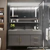 Manufacturers direct bathroom cabinet combination simple solid wood one basin face wash basin toilet washing table bathroom 4