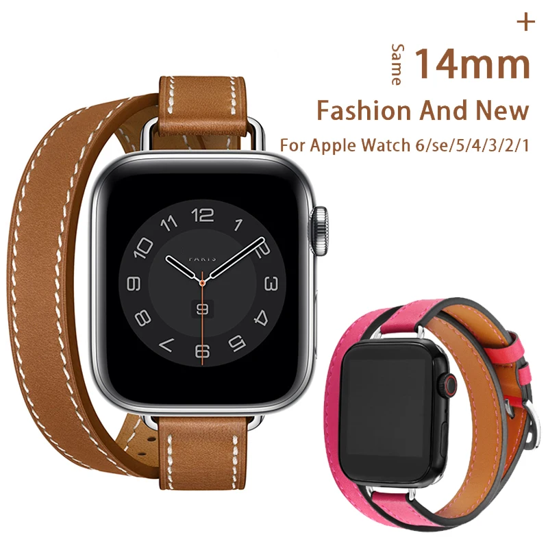 Hip Hop Rock Rivet Design Double Tour Leather Strap For Apple Watch 41MM  45mm 42 44mm Cool Band For Iwatch Series 7 6 SE 5 4 3 2 - AliExpress