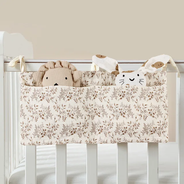 Nuovo sacchetto per pannolini da comodino in cotone carino sacchetto per pannolini usa e getta per bambini borsa per ragazzi ragazze culla bottiglia trolley borsa appesa 5