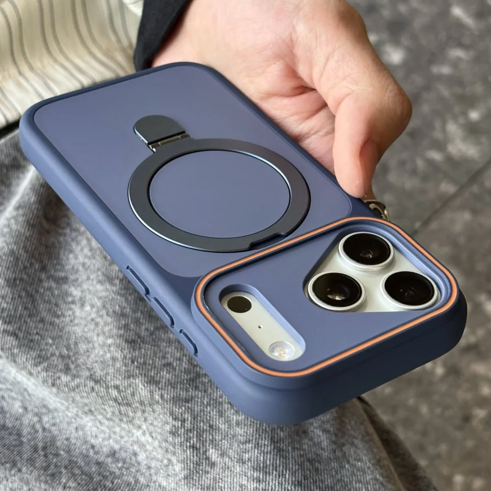 Capa Protetora Antichoque Fosca com Suporte para iPhone 17 Air 16 14 15 Plus 13 12 11 Pro Max, Capa Magnética Armor Compatível com Magsafe