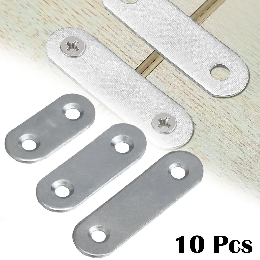 Stainless Steel Flat Straight Brace Bracket Mending Repairing Plate Fixing Connection Plate For Furniture Repairing 10Pcs bed frame hardware bed stabilizer bracket