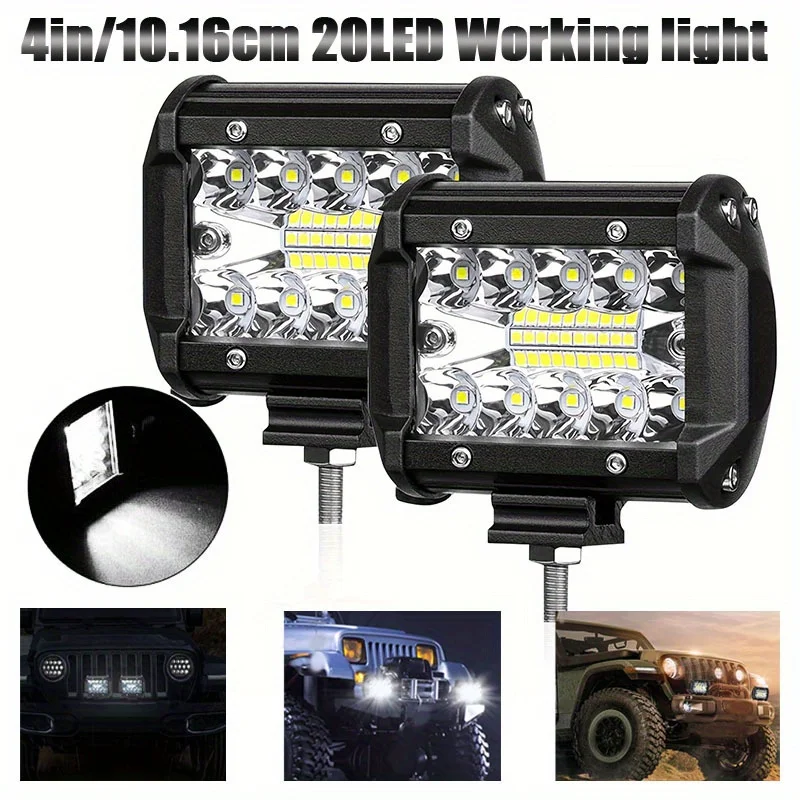 신제품 20LED 자동 스포트라이트, 12V LED 작업등, 3 눈 플러드 램프 전구, 수정된 작업등, 흰색