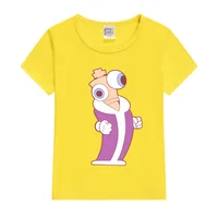 Kinger The Amazing Digital Circus Sticker Cartoon Girls Clothes From 3 to 12 Years Old Graphic Top Birthday T Shirts Summer Tee 5