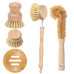 Eco - Friendly Bamboo Kitchen Dish Brush Set (5Pcs Style C)