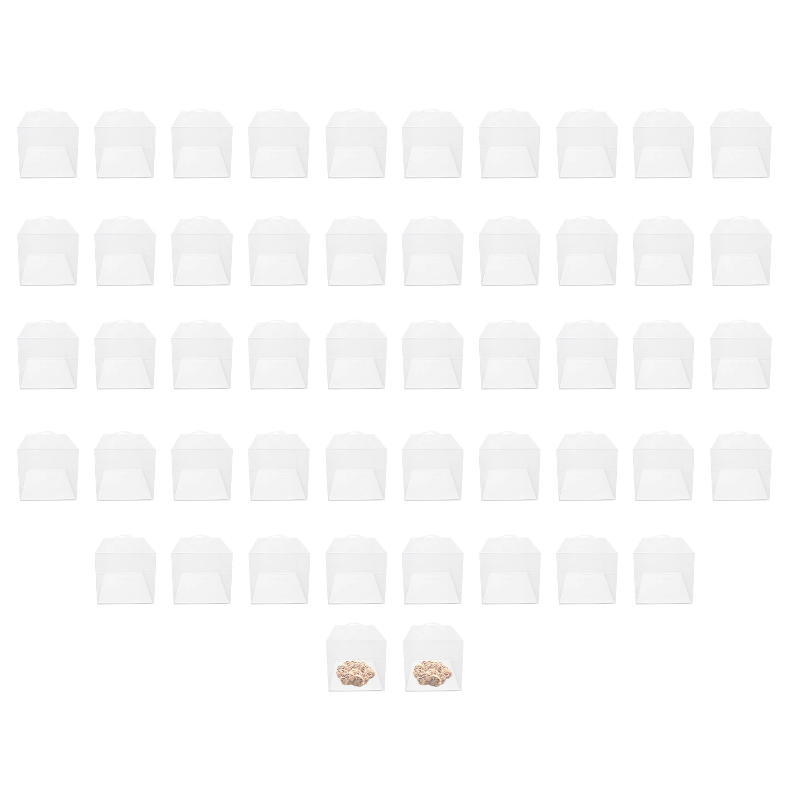 50pcs Clear PET Square Cake Boxes with Handles, 13x13x13cm Assembly Required, Food-Safe... - SKU CPCB1120 - UGI Packaging