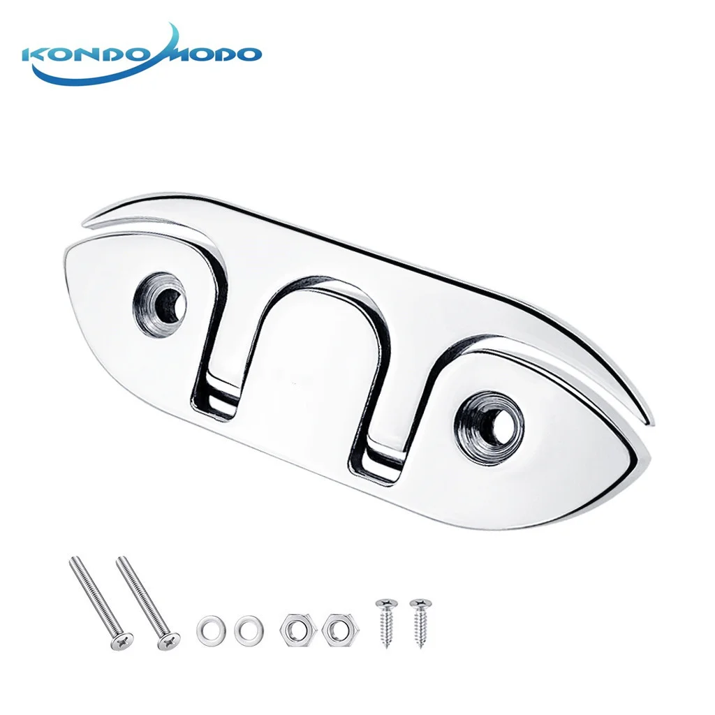 

316 Stainless Steel 120mm Boat Flip Up Folding Pull Up Cleat Dock Deck Marine Hardware Line Rope Mooring Cleat Boat Accessories