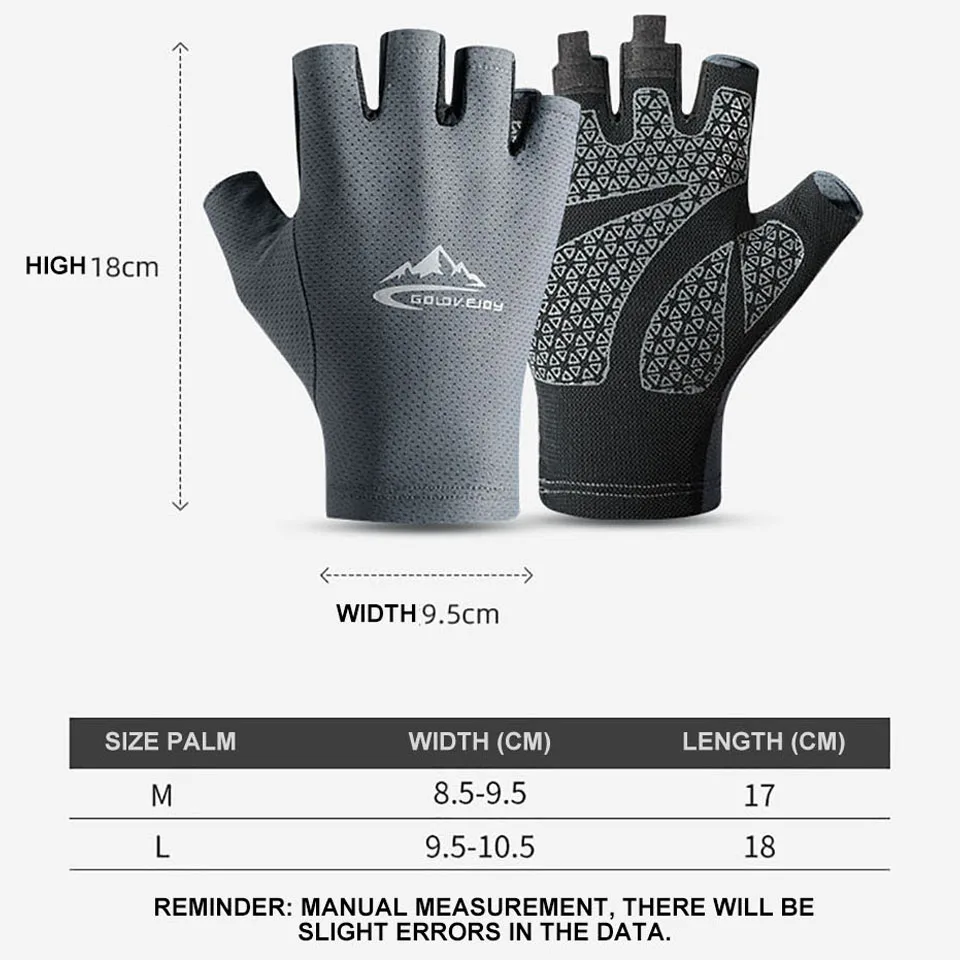 GTUBIKE Summer Sunscreen Gloves Outdoor Riding Driving Ice Silk Mitten Wear Resistant Breathable Fishing Half Finger Men Gloves
