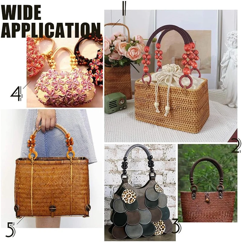 1-5-10Pairs 48CM Wood Plastic Bead Rope Bag Strap Handles For Handbag Shoulder Belt Bags Strap Purse DIY Replacement Accessories