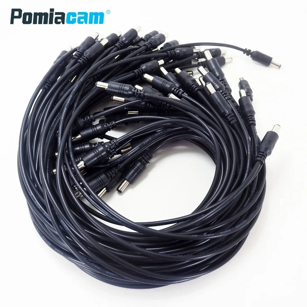 DC-01 100pcs/lot DC Power Cable Black 5.5mm x 2.1mm Male to Male DC power plug Adapter extension wire Extension Cord Connector