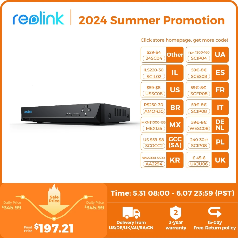 Reolink-sistema de cámaras de seguridad 4K, 8 canales, Kit de cámaras IP de 8MP con Zoom, 16 canales, grabación de vídeo confiable 24/7, NVR PoE de 8 canales