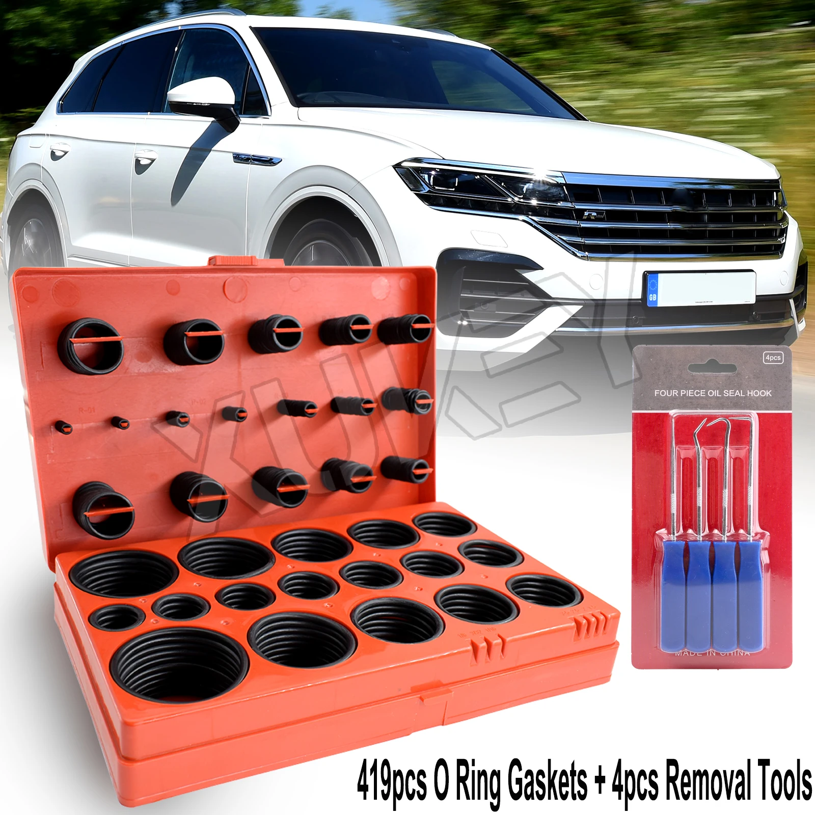 

419 шт. резиновое уплотнительное кольцо в ассортименте стандартное метрическое уплотнение W/ 4 шт. Набор отверток крючков масляное уплотнение съемник отвертки