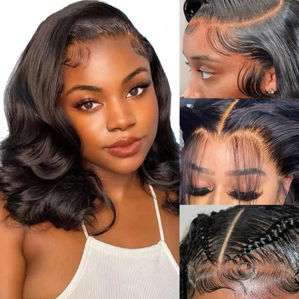 16Inch13x4 Body Wave Lace Front Human Hair Wigs for Women HD Transparent Brazilian Lace Frontal Wig Closure Lace Wig Pre Plucked