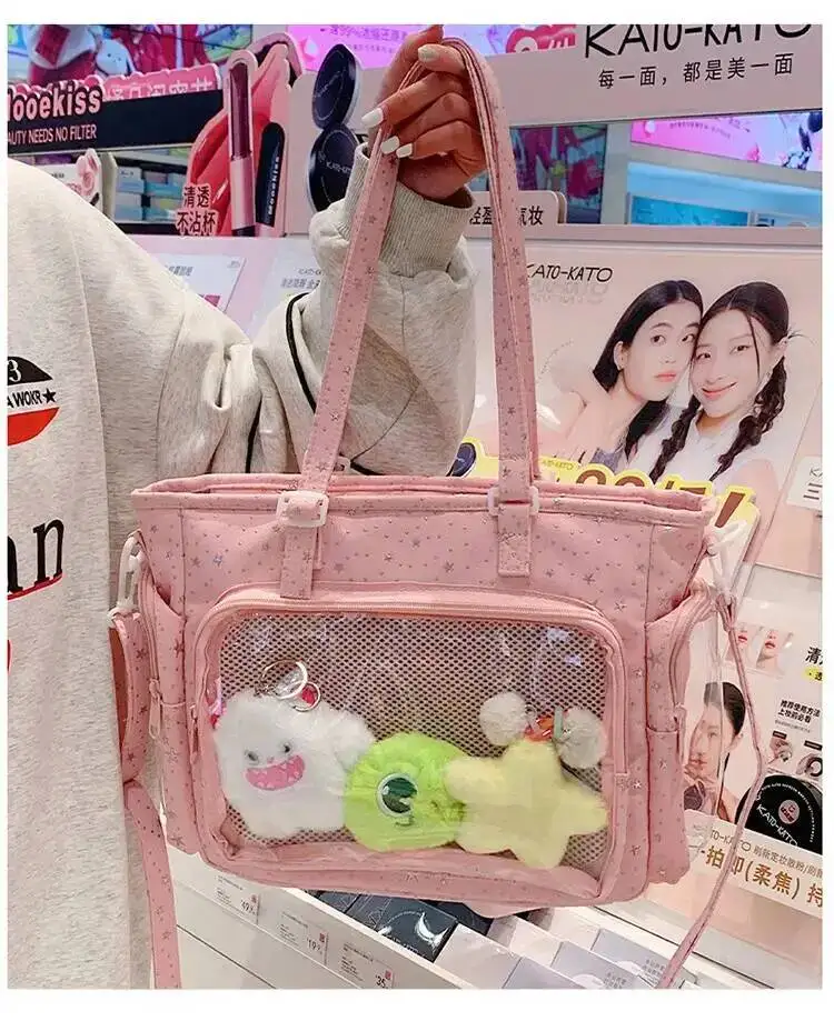 Neue Y2K Niedliche Stern-Bling Ita-Tasche Damen Mode Schultertasche Lolita Mädchen Transparente Tragetasche DIY Display Umhängetasche Handtaschen – Detail 13