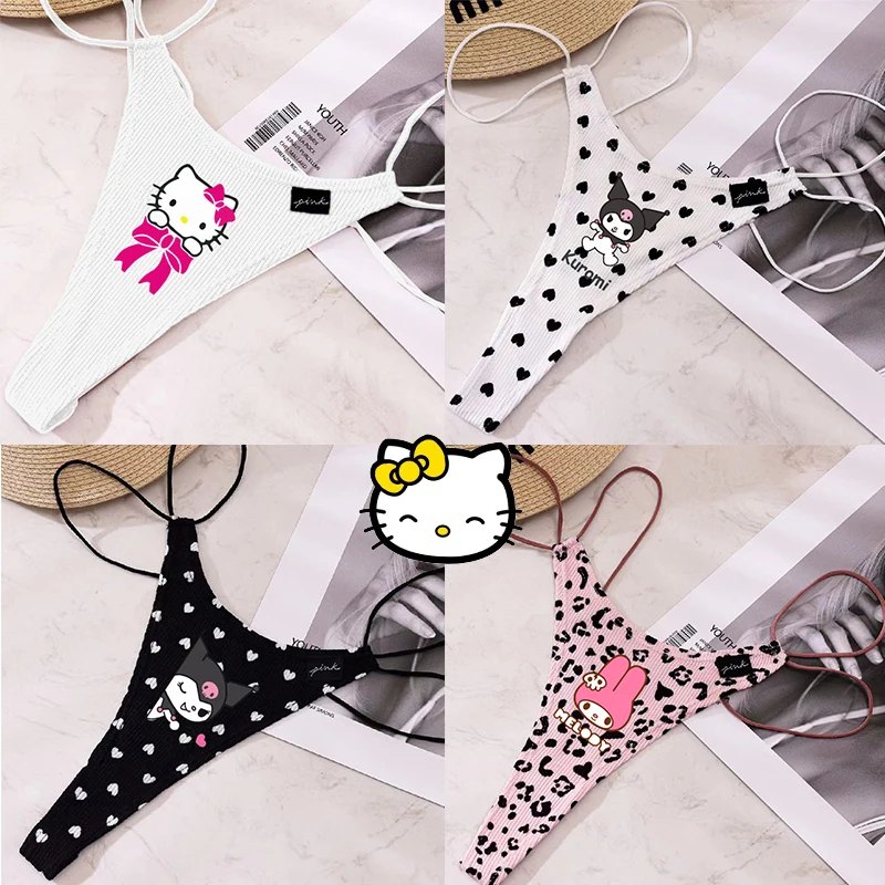 

Стринги с мультяшным рисунком Hello Kitty Cinnamoroll Kuromi, хлопковая лента, сексуальное женское нижнее белье, Т-образные штаны, пляжные купальники, оптовая продажа