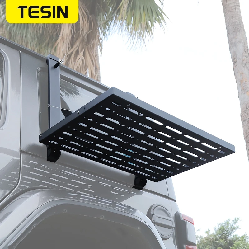 TESIN 지프 랭글러 JL 4도어 2018 2019 2020 2021 2022 2023 2024 2025용 리어 윈도우 글래스 아머 스토리지 랙 자동차 액세서리