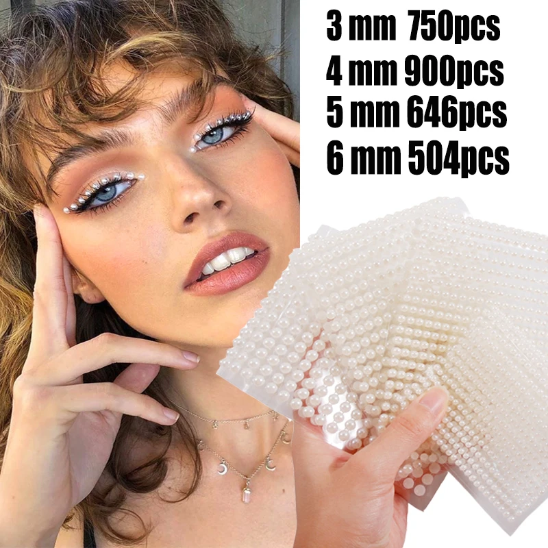 3mm/4mm/5mm/6mm 3D Pearl Face Jewels Eyeshadow Stickers Self Adhesive Face Body Eyebrow Diamond Nail Stickers Diamond Decoration 2