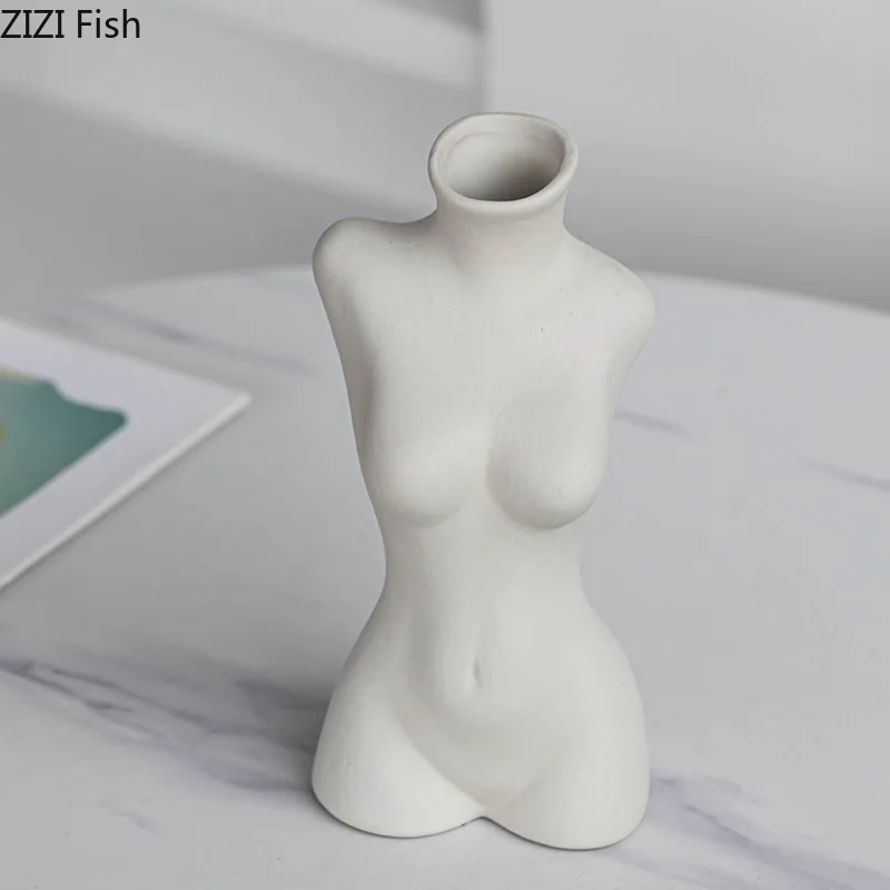 Chest Nude Figures Vases Human Body Art Ceramic Flower Pots Desk Decoration Artificial Flowers Decorative Porcelain Floral Vase 4
