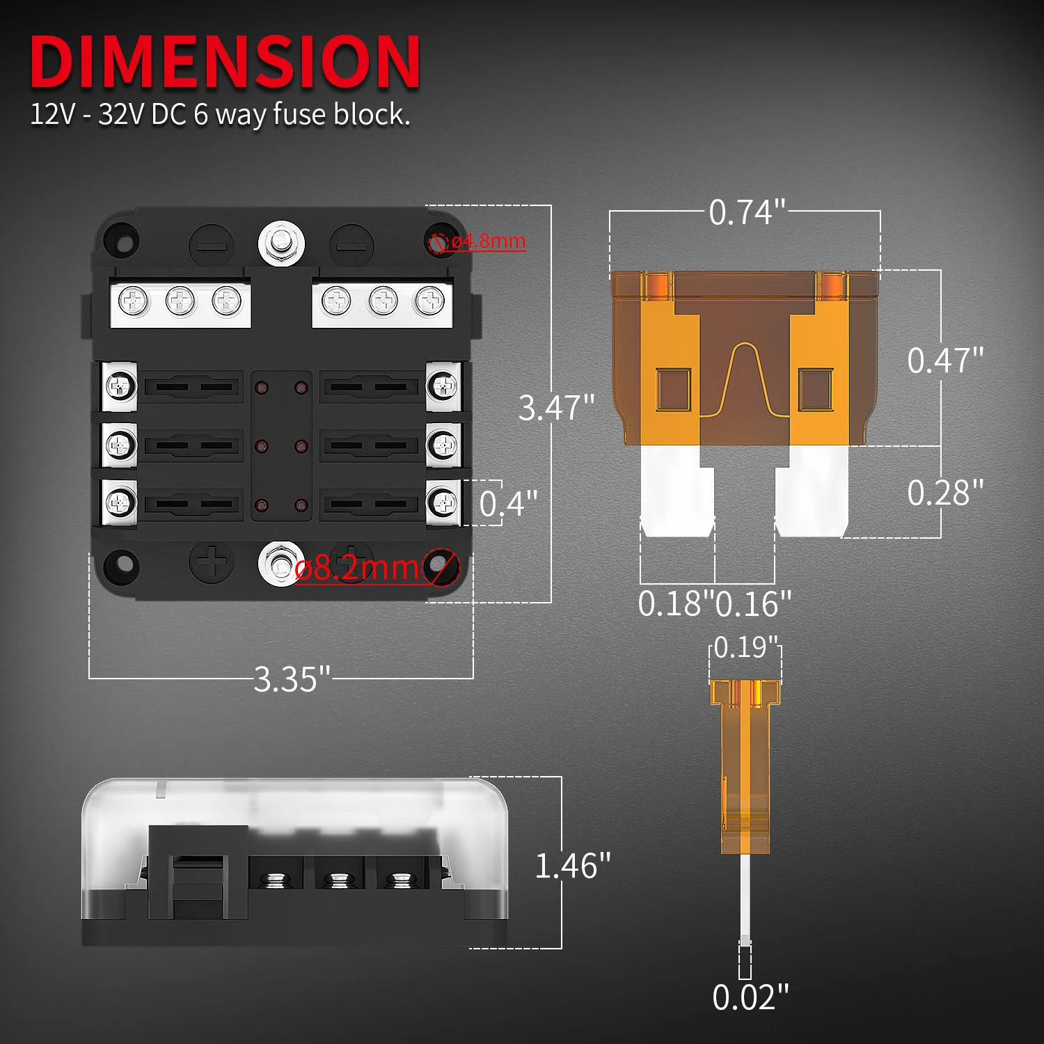 DaierTek 6 12 Way Fuse Block 12 Volt Blade Fuse Block with LED Indicator Circuit Box 12V ATO/ATC Marine Panel for Car