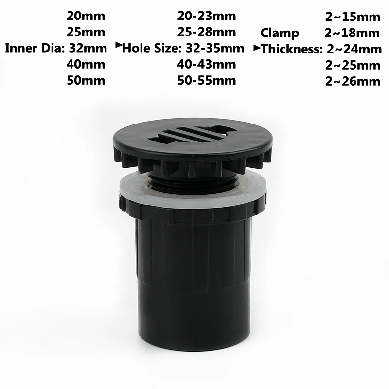 20~50mm Black PVC Pipe 90° Elbow Direct Connectors Thicken Aquarium Overflow Joints Garden Irrigation Inlet Outlet Drain Fitting