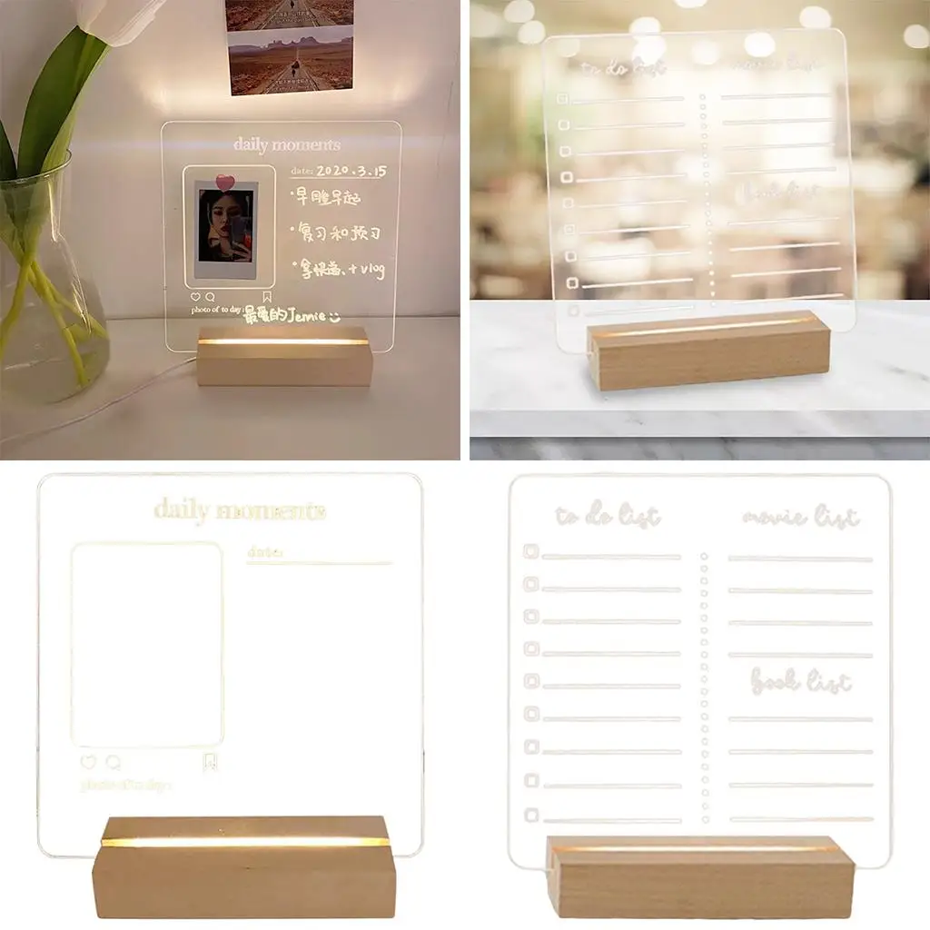 Transparent Acrylic Dry Message Board LED Light Writing Board
