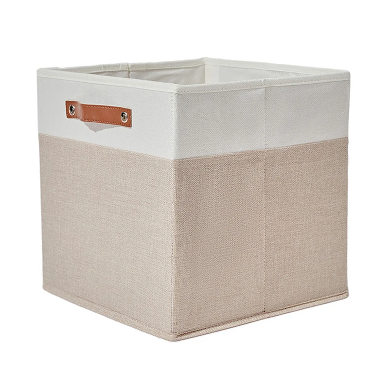 1pc Rattan Storage Basket Linen Fabric Foldable Storage Box Organizer Home Organization Magic Tool