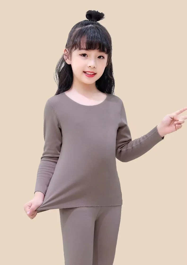 더롱 아동용 보온 속옷: 여아용 플리스 안감 긴팔 상의 및 긴 속옷 - 가을/겨울 베이스 레이어 세트