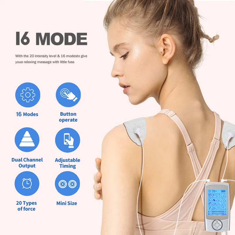 16 Mode Dual Output Ems Muscle Stimulator TENS Digital Massager Acupuncture EMS Massager Physiotherapy Device Fast Dropship 3