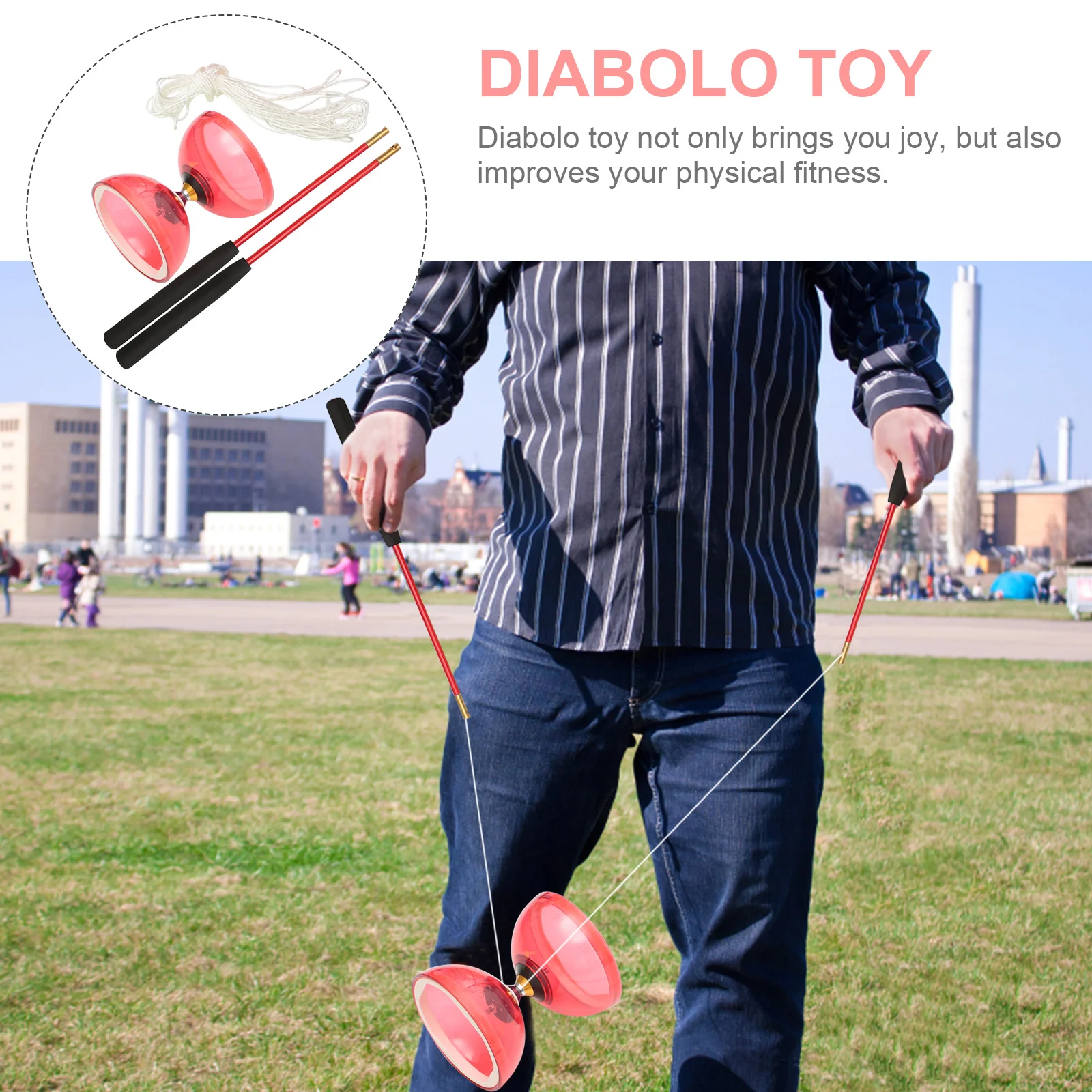 1 Set Chinese Juggling Toy Crystal Diabolo Plaything with Sticks and String