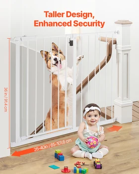 VEVOR Baby Gate 28/30/36 Inches High Dog Gate Easy Step Walk Thru Child Pet Security Pressure Mount Kit Wall Cups Doorways 2