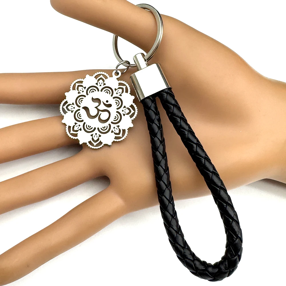 Yoga Om Lotus Mandala Spiritueller Anhänger Schlüsselanhänger für Frauen Männer Goldfarbe Edelstahl Buddhismus Schlüsselanhänger Amulett Schmuck – Detail 9