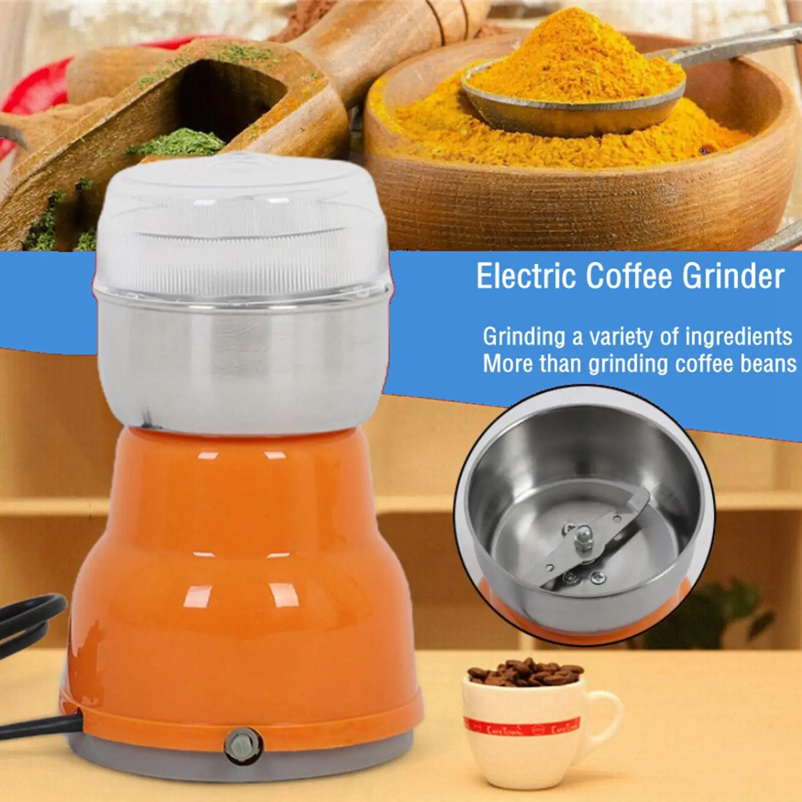 Electric Coffee Grinder Nut Seed Herb Grind Spice Crusher Mill Blender  Stainless