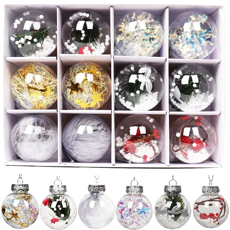 Clear Plastic Christmas Balls Baubles Sphere Transparent DIY Fillable Xmas  Tree Ornament 6/8/10CM Wedding