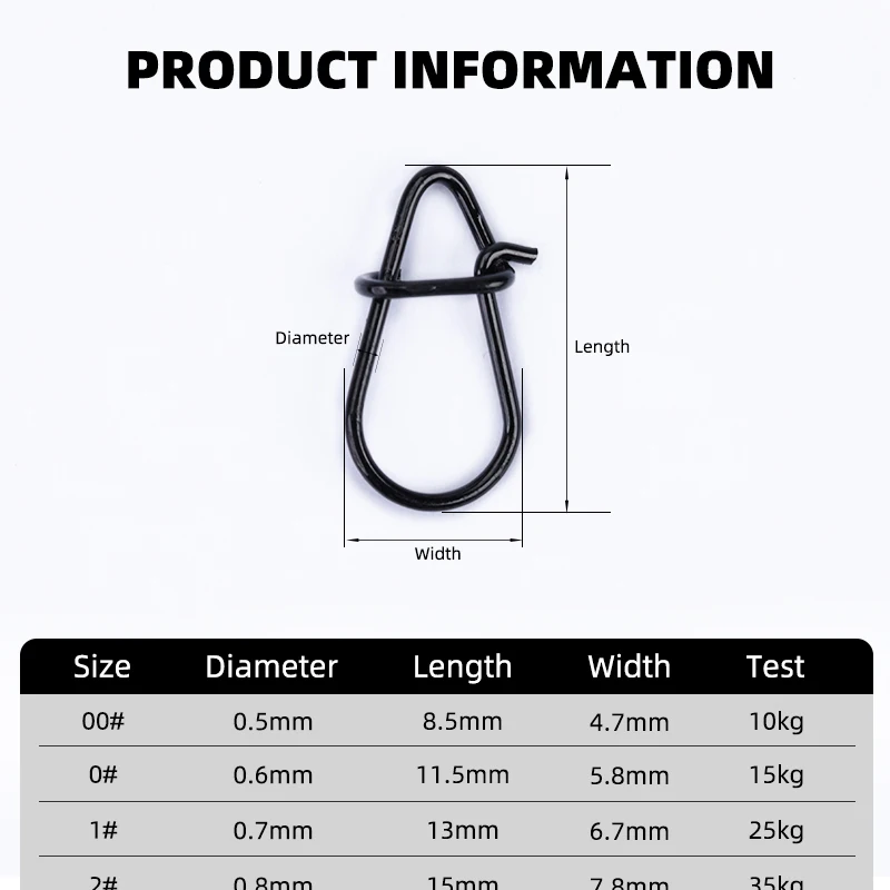 OUTKIT 50PCS Carbon Schwarz Edelstahl Pin Wirbel Angeln Zubehör Stecker Locken Clip Rollen Wirbel Sea Fishing Tackle – Detail 3