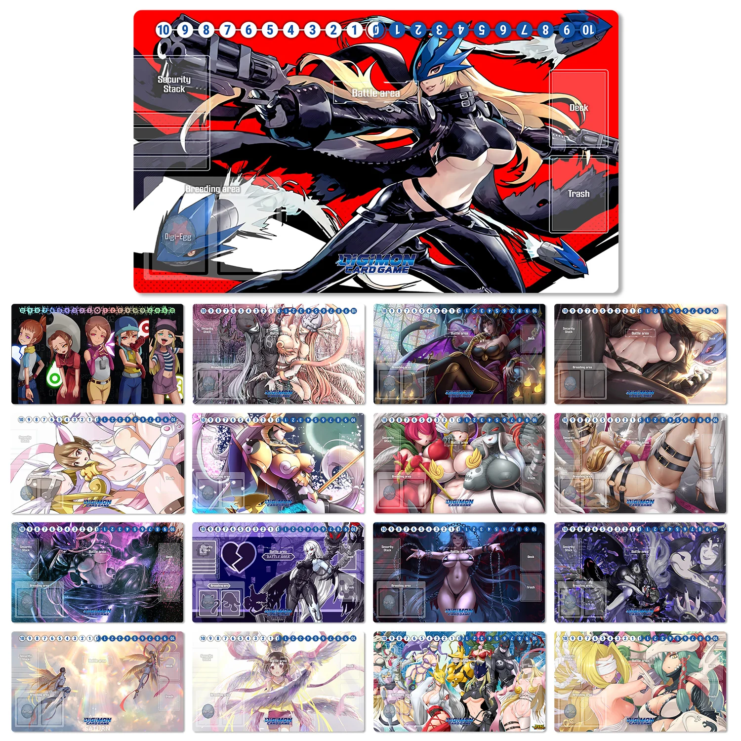 Black Trading Card Games Playmats Digimon Lilithmon Anime TCG Playmat With  Zones - Standard Size, Rubber Base Konami Trading Card Games Playmats