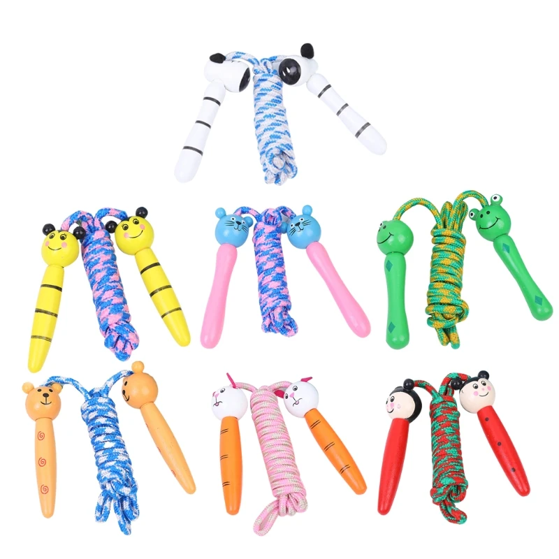 Cotton Jump Rope for Kids-Wooden Handle-Adjustable Cotton Braided Fitness Skipping Rope Great for Exercise Activity 24BD 2