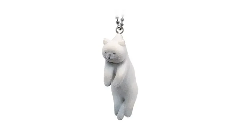 Qualia Capsule Toy: Flocky Pinch Cat Ball Chain - Cute Spotty Bicolor Kitten Mascot