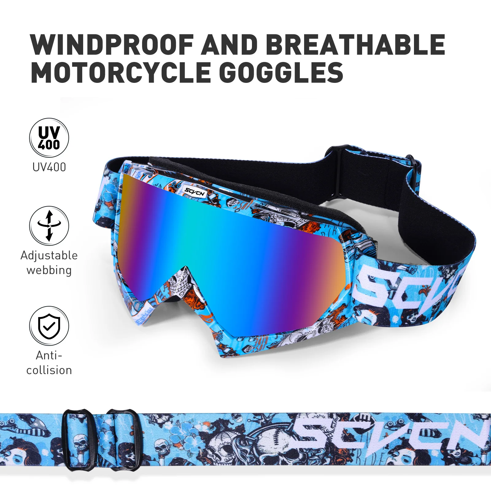 SCVCN Motocross Eyewear Windproof Sunglasses Glasses Motorcycle Man ATV Mask Skiing Cycling Snowmobile Off-Road Snow Goggles