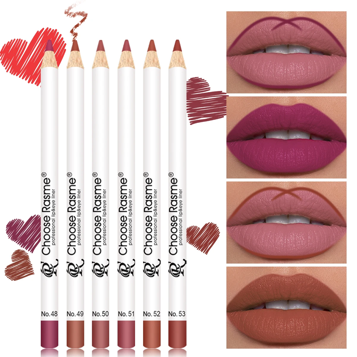 6-piece lipliner suit Coloring smooth outline lip liner durable waterproof lipstick suit