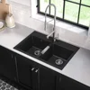 33 Inch Dual Mount 50/50 Double Bowl Granite Black Kitchen Sink W/Drop in And Undermount Kitchen Sink Installation 2