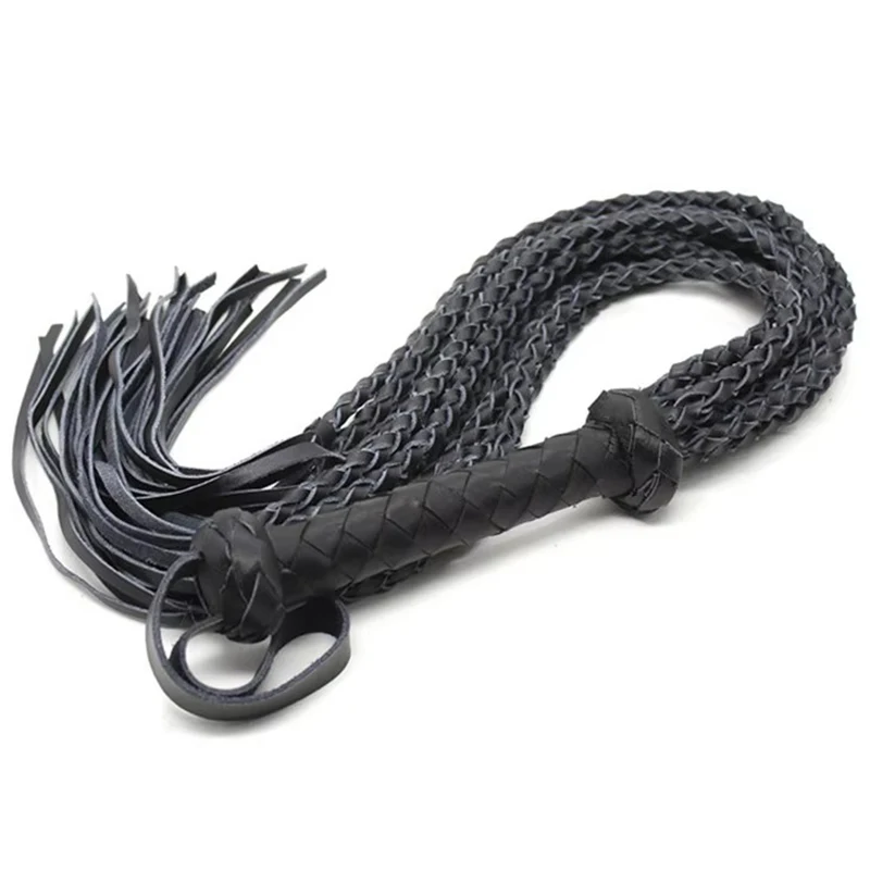 73CM Genuine Bull Leather Horse Whip, Horse Training Real Leather Whips, Covered Handle